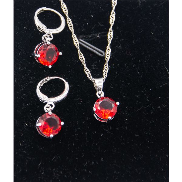 NEW STERLING SILVER EARRING & NECKLACE SET WITH