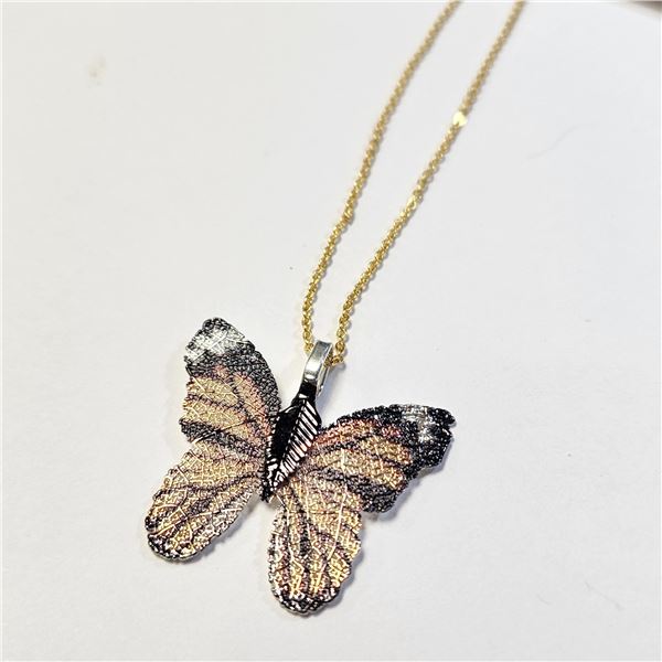 BZ1386-170 GOLD PLATED BUTTERYFLY NECKLACE 16"