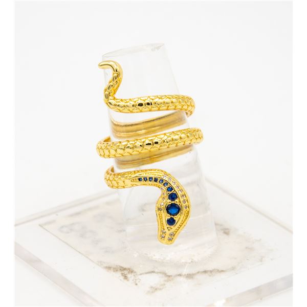 NEW STAINLESS STEEL GOLD PLATED SNAKE RING SZ 10