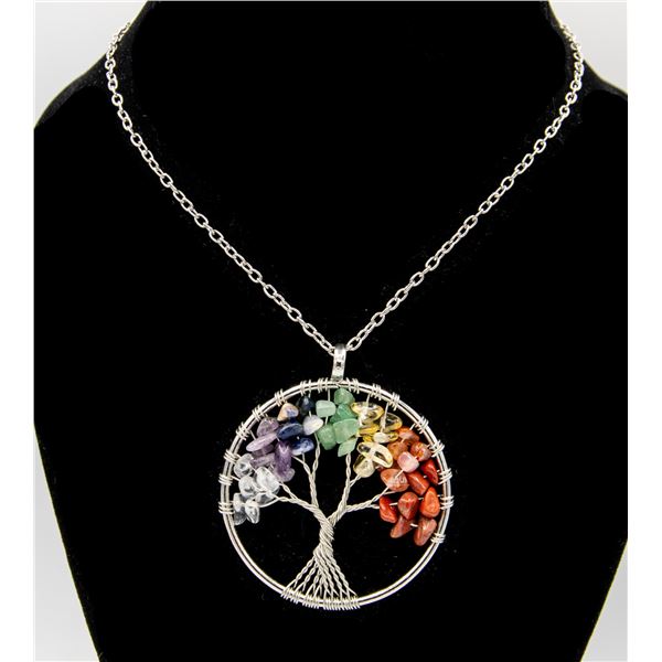NEW TREE OF LIFE CHAKRA STONES SILVER PLATED WIRE