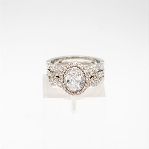 NEW .925 STAMPED SILVER RING SET SIZE 9 ENGAGEMENT