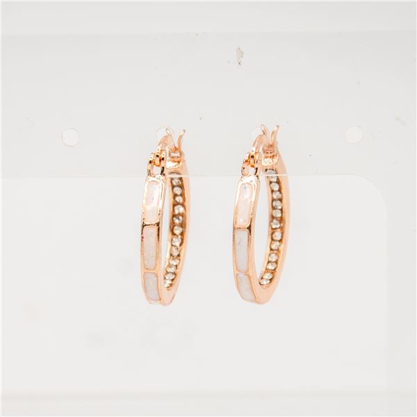NEW ROSE GOLD PLATED ENAMEL INLAY EARRINGS