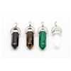 Image 1 : 4 NEW GEMSTONE PENDANTS TIGERS EYE, MALACHITE,
