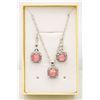 Image 1 : NEW SILVER PLATED EARRING & NECKLACE SET PINK