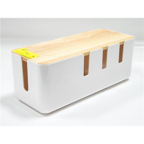 NEW CORD/WIRE MANAGEMENT CONTAINER WITH WOOD LID