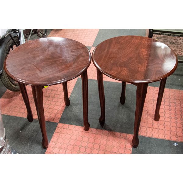 2 WOOD CHERRYWOOD COLOR FINISH END TABLES