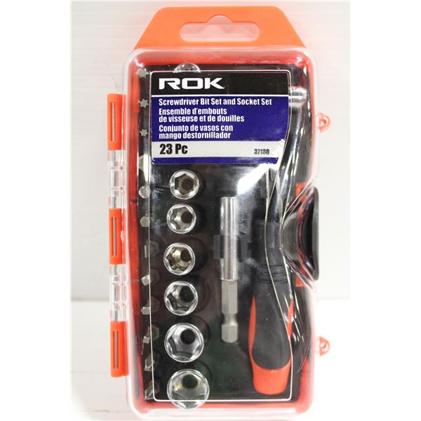 NEW ROK SCREWDRIVER BIT & SOCKET SET - 23 PIECES