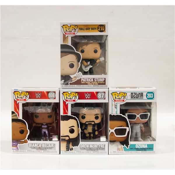SET OF FOUR W.W.E. AND MUSICIANS FUNKO POPS