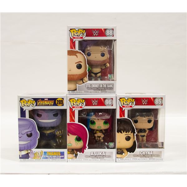 SET OF FOUR W.W.E. AND THANOS FUNKO POPS