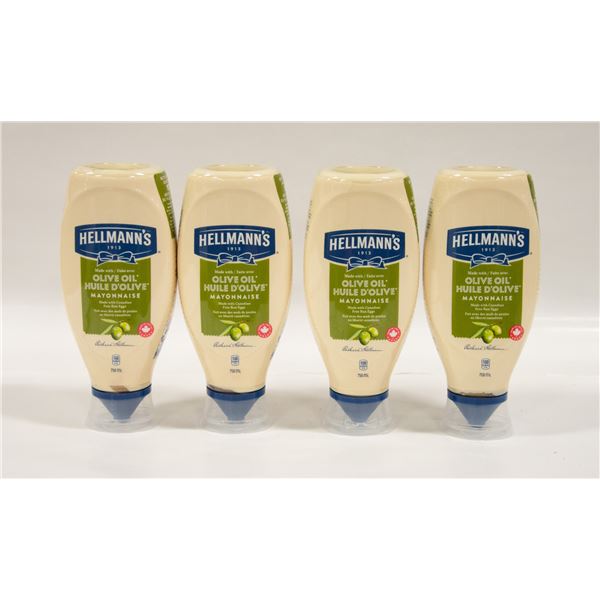 4 NEW BOTTLES OF HELLMAN'S OILVE OIL MAYONNAISE