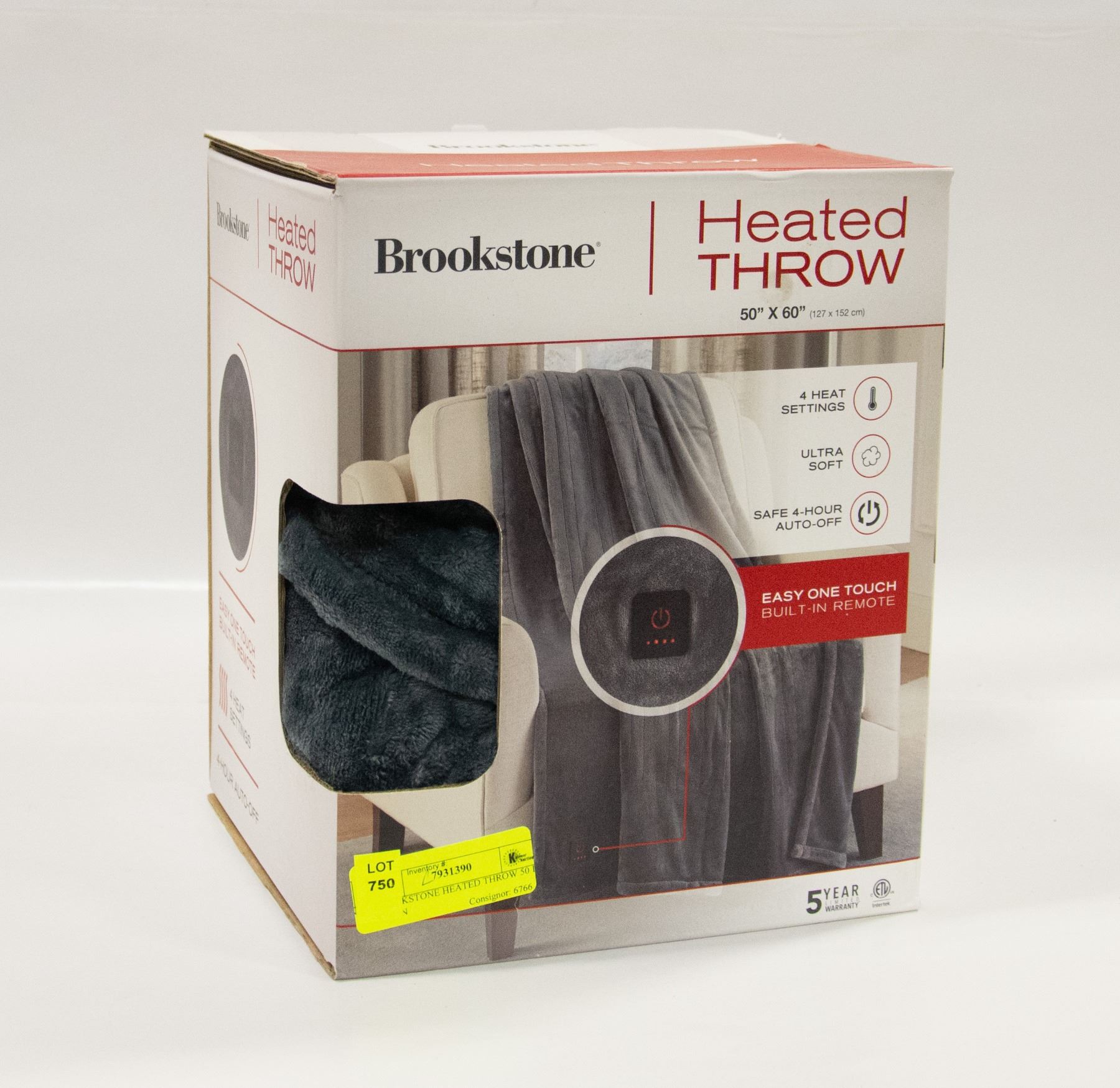 BROOKSTONE HEATED THROW 50 IN X 60 IN