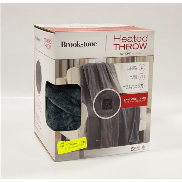 BROOKSTONE HEATED THROW 50 IN X 60 IN
