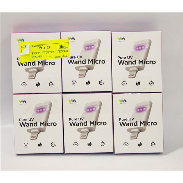 6 PACKS OF PURE UV WAND MICRO ,FITS I-PHONES