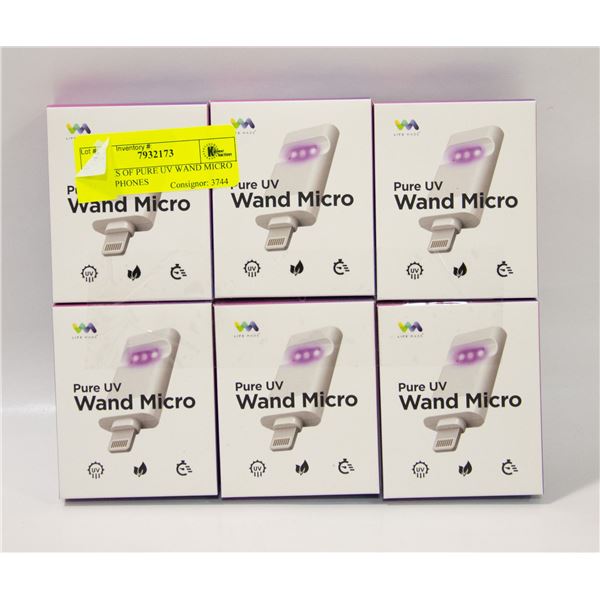 6 PACKS OF PURE UV WAND MICRO ,FITS I-PHONES