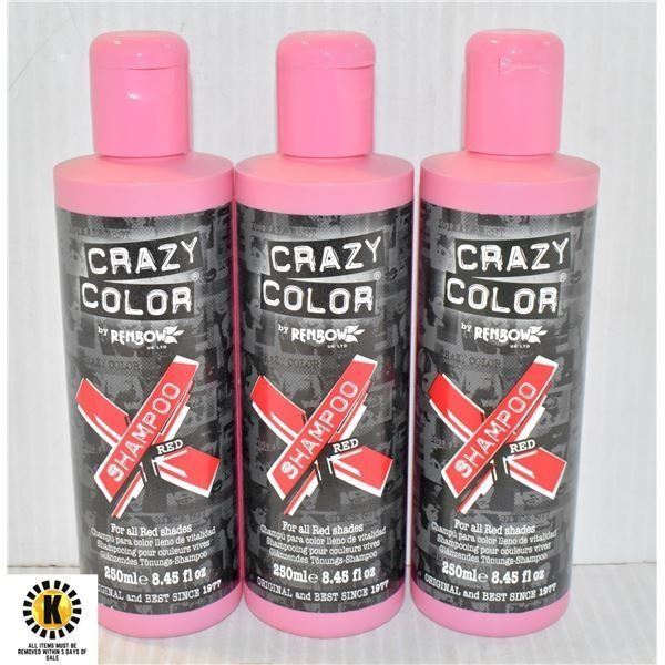 3 BOTTLES OF 250ML RED CRAZY COLOR VIBRANT COLOR
