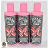 Image 1 : 3 BOTTLES OF 250ML RED CRAZY COLOR VIBRANT COLOR