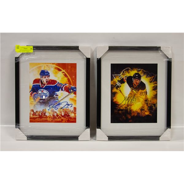 LOT OF 2 CONNOR MCDAVID & SIDNEY CROSBY FRAMED