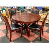 Image 1 : SOLID DARK WOOD DINING SET - ROUND TABLE