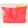 Image 1 : POVERTY FLATS LARGE PINK FAUX-LEATHER TOTE BAG