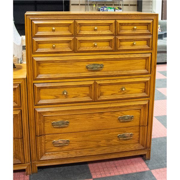 VINTAGE SKLAY-PEPPLER 5 DRAWER HIGH BOY OAK