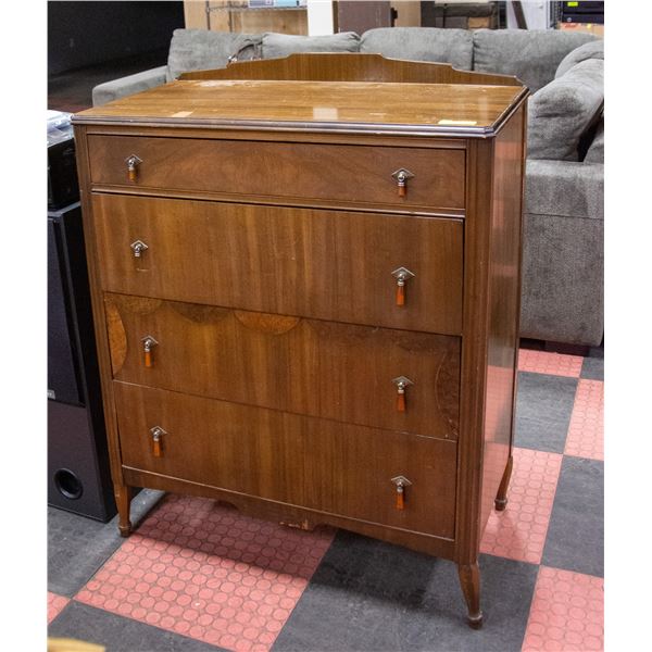 ANTIQUE OAK 4 DRAWER HIGH BOY 35" X 44" X 19"