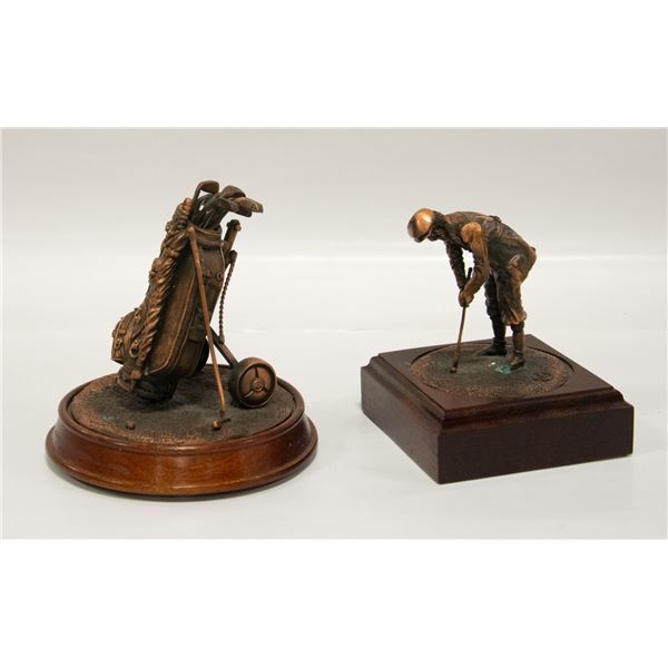PAIR OF GOLF COPPER STATUES SIGNED BY ARTIST