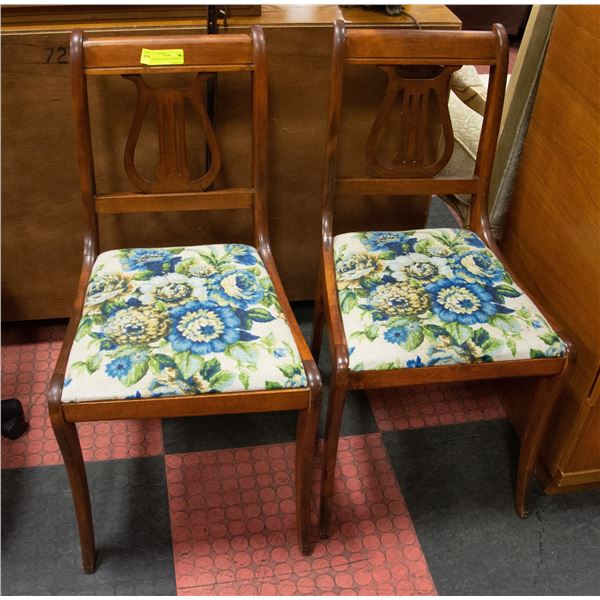 2 VINTAGE WALNUT DINING CHAIRS