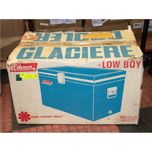 VINTAGE COLEMAN "GLACIER LOW BOX" COOLER IN BOX