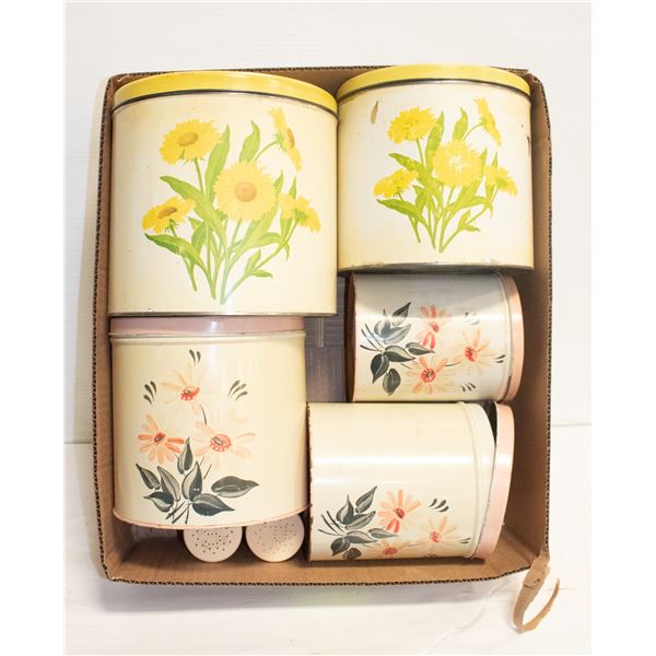 VINTAGE METAL KITCHEN CANISTERS- ASSORTED