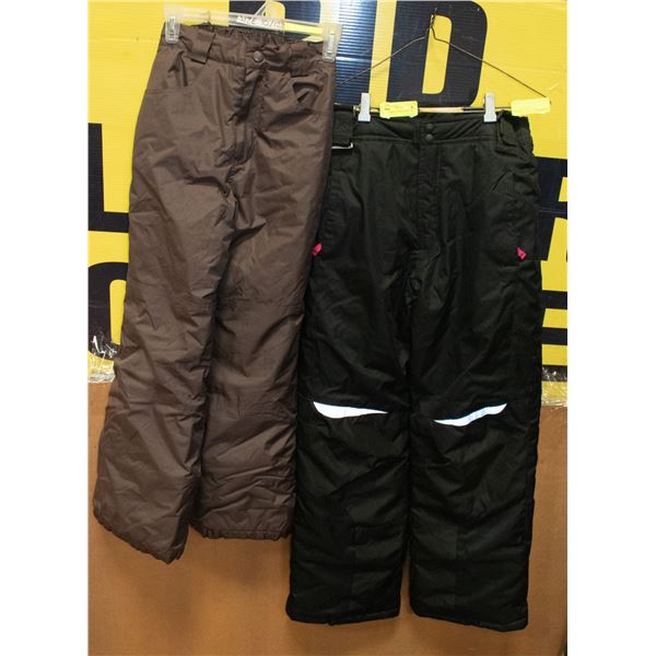 2 PAIRS GIRLS SNOW PANTS - XL AND SIZE 10/12