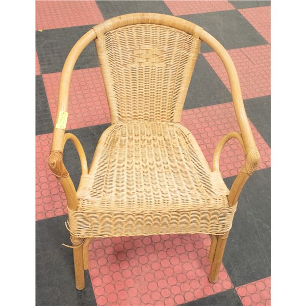NATURAL WICKER AND BENT WOOD SIDE CHAIR -