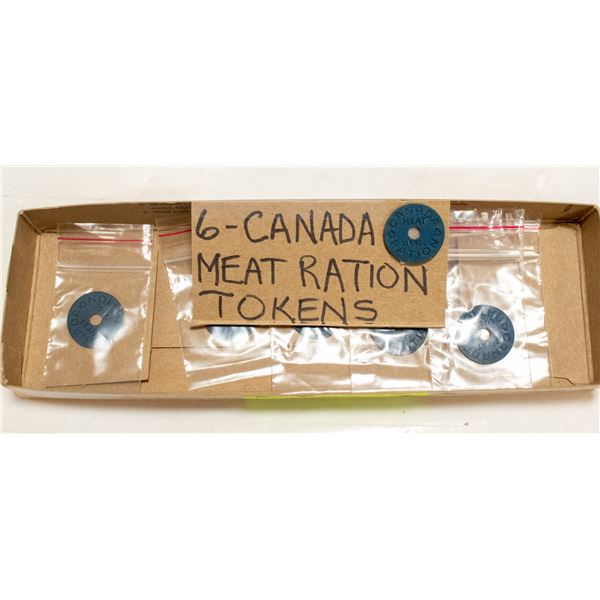 6 CANADA MEAT RATION TOKENS FROM WWII 1940'S