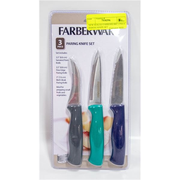 NEW SEALED FARBERWARE 3 PIECE PARING KNIFE SET