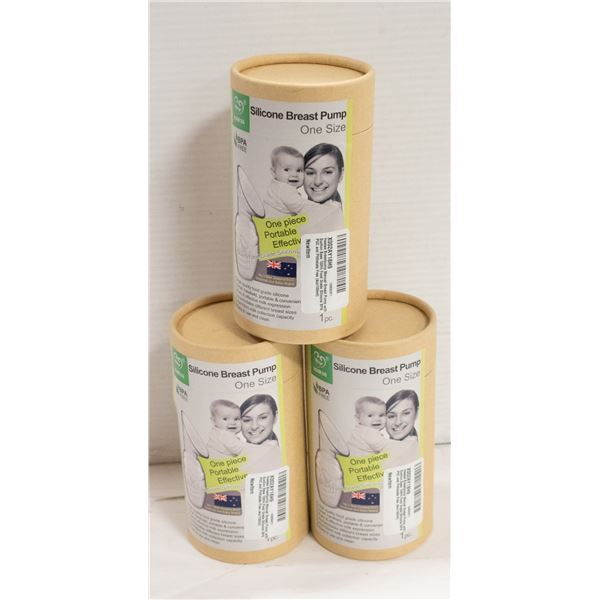 LOT OF 3 NEW SILICONE BREAST PUMPS