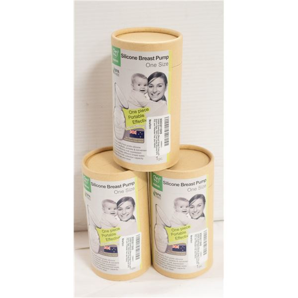 LOT OF 3 NEW SILICONE BREAST PUMPS