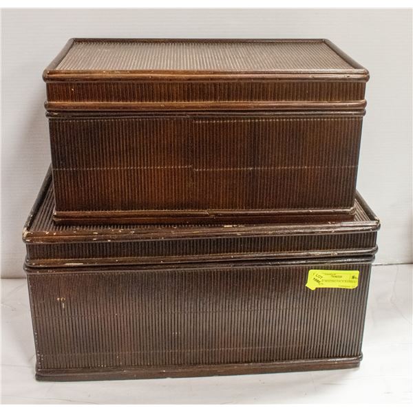PAIR OF NESTING FAUX BAMBOO CHESTS