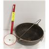 Image 1 : CAST IRON FIRE PIT POT WITH ENAMEL LADLE