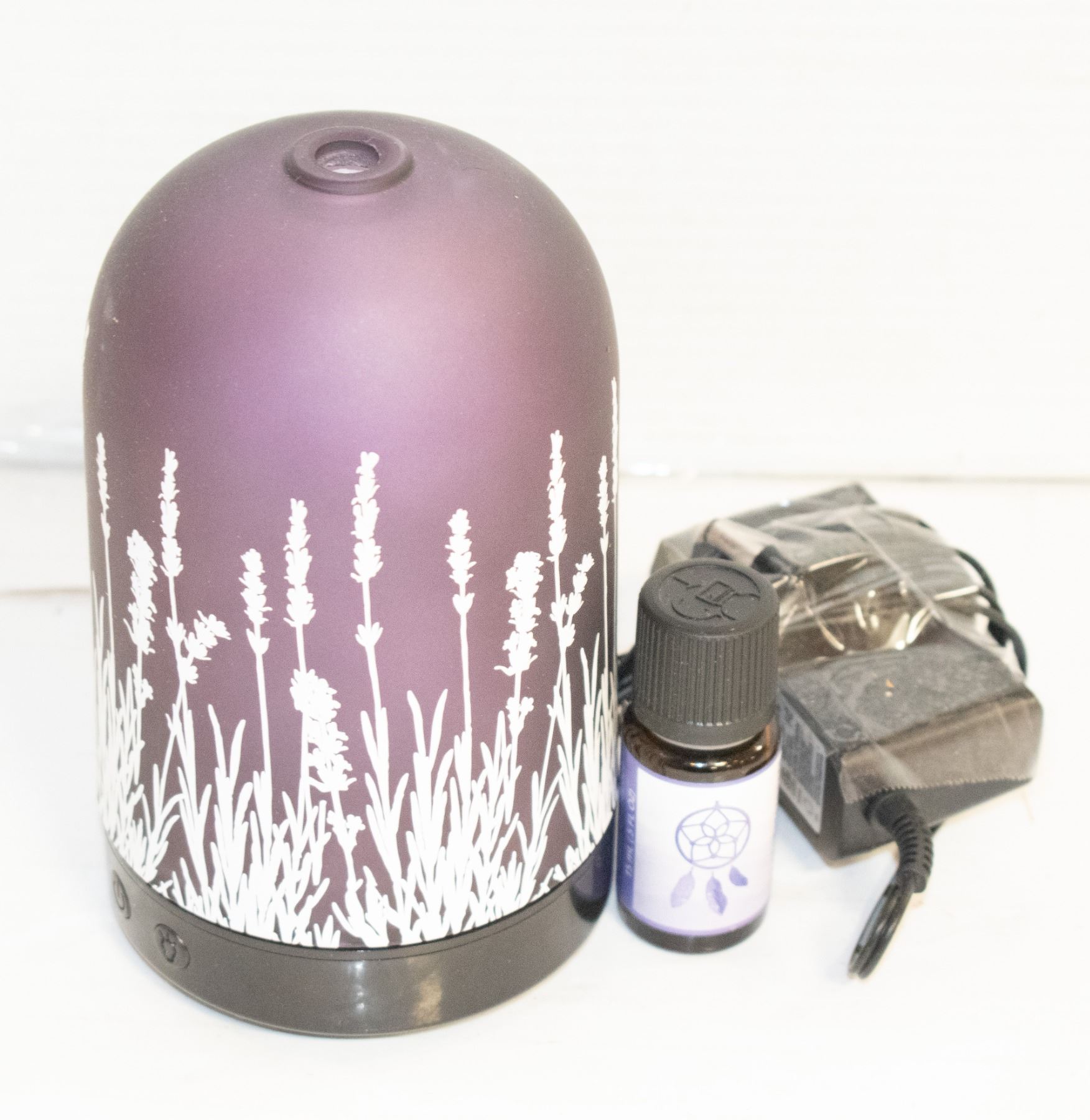 GLASS TOP OIL DIFFUSER - PURPLE WITH BOTTLE