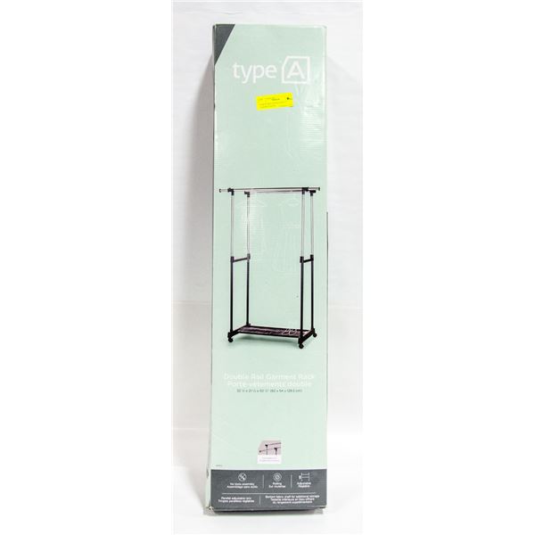 NEW IN BOX DOUBLE RAIL GARMENT RACK