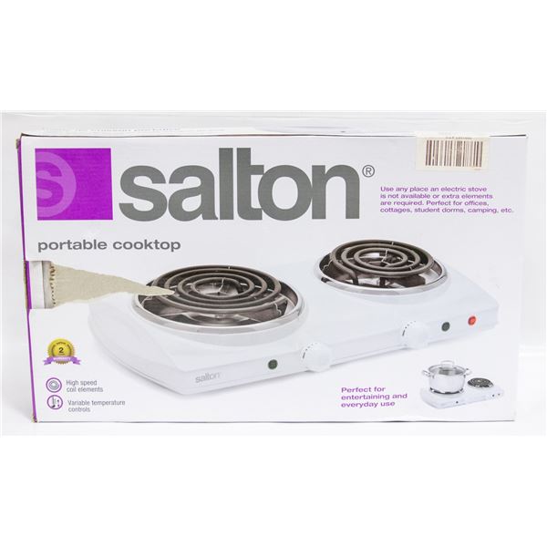 SALTON 2 BURNER PORTABLE STOVE