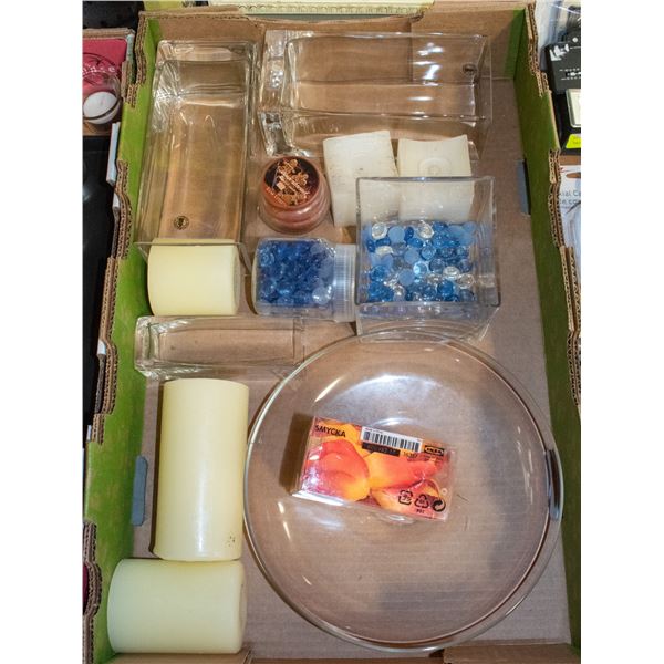 FLAT WITH CANDLES, 3-PIECE HAND MADE GLASS