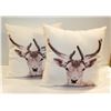 Image 1 : WELCOME WOOD BUCK SIGN & 2 YOUNG BUCK PILLOWS
