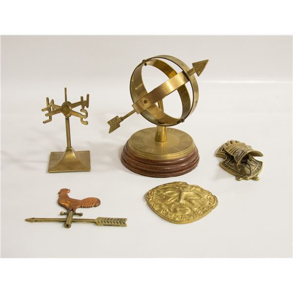 BRASS SUNDIAL, WEATHERVANE, DECOR ITEMS