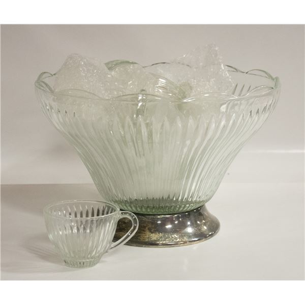 SILVER PLATED BASE PUNCH BOWL SET