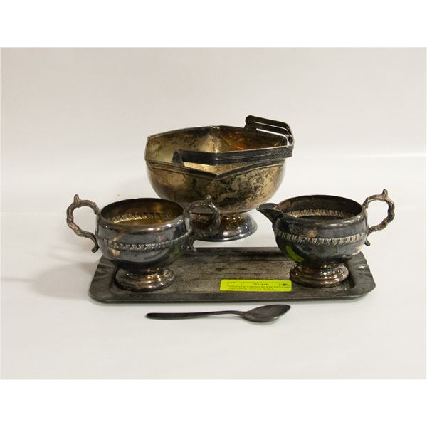 VINTAGE VIKING PLATE EP COPPER CREAMER, SUGAR BOWL