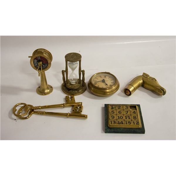 BRASS EGG TIMER, DESK PUZZLE, WALKING STICK