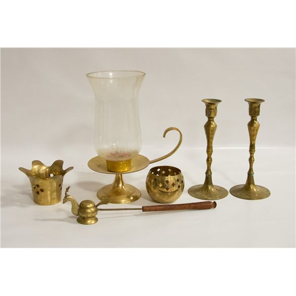 VINTAGE BRASS CANDLEHOLDERS, CANDLESTICKS,