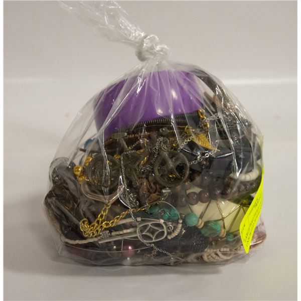 LARGE BAG FULL OF ESTATE UNSORTED JEWELRY-ESTATE