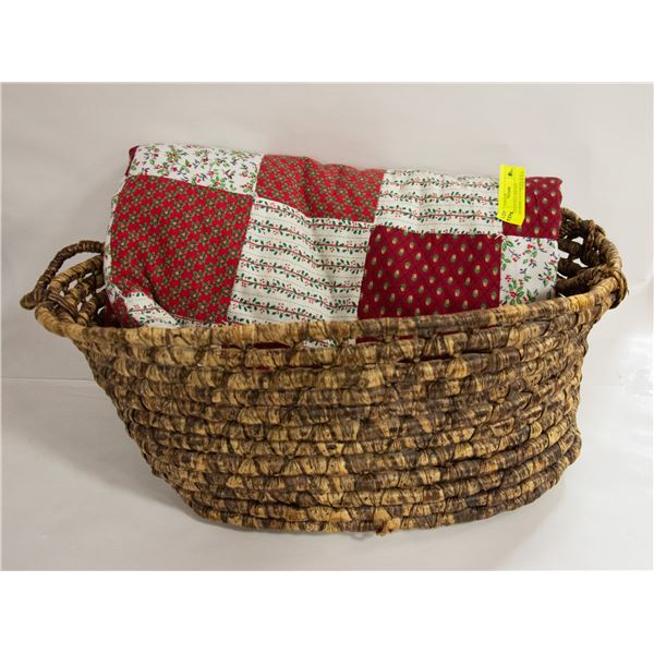 VINTAGE FULL SIZE RED CRANBERRY PATCHWORK QUILT