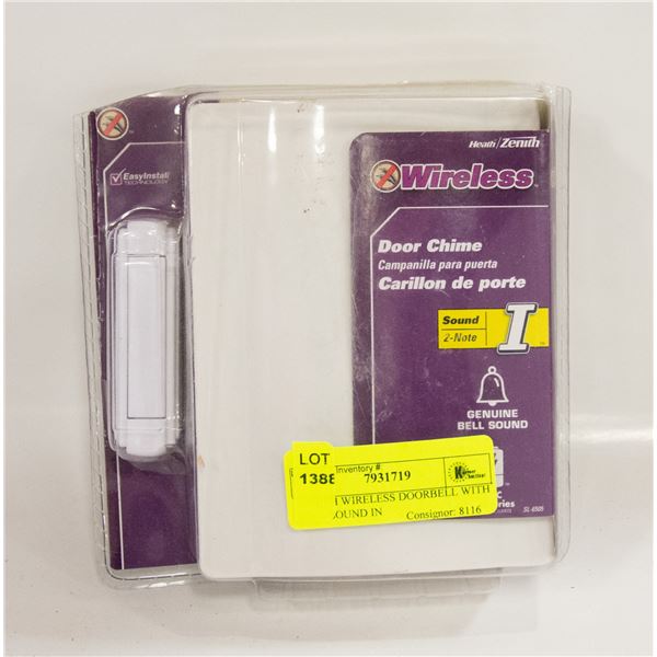 ZENITH WIRELESS DOORBELL WITH BELL SOUND IN